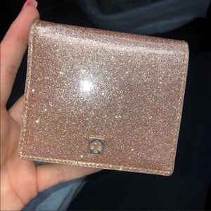 Kate spade glitter wallet rose gold